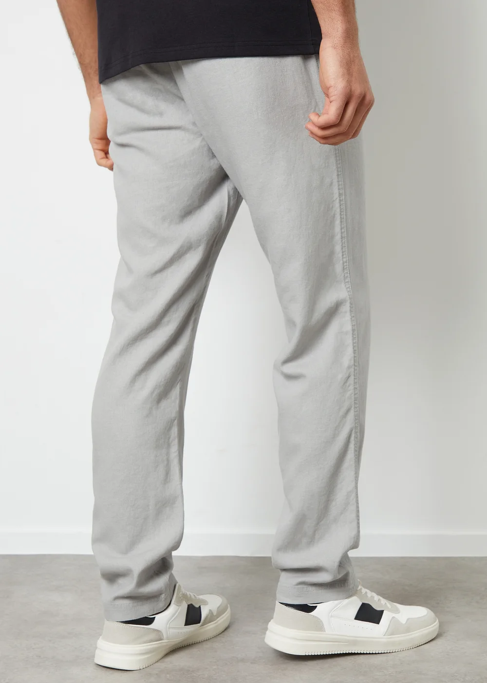 Threadbare Light Grey Linen Blend Trousers - 32/L32 Image 2