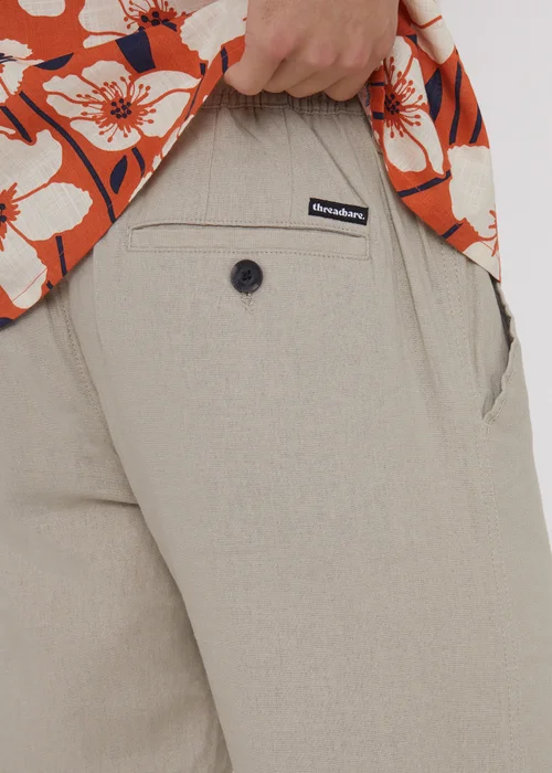 Threadbare Stone Linen Blend Trousers - 30/L32 Image 3
