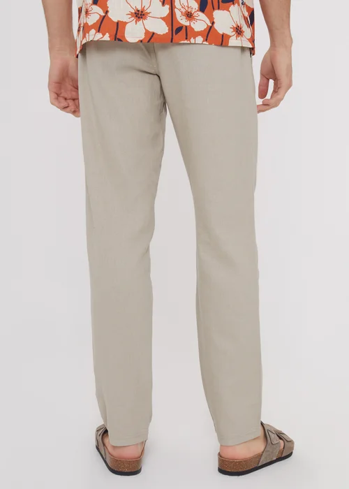 Threadbare Stone Linen Blend Trousers - 30/L32 Image 2