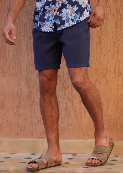 Threadbare Navy Cotton Blend Jogger Style Shorts - S Image 1