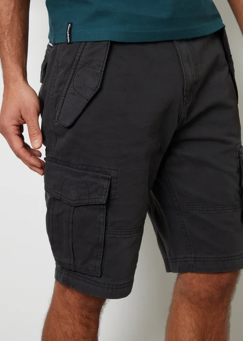 Threadbare Black Cotton Twill Utility Cargo Shorts - 30 W Image 3