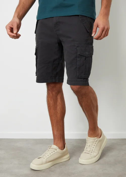 Threadbare Black Cotton Twill Utility Cargo Shorts - 30 W Image 1