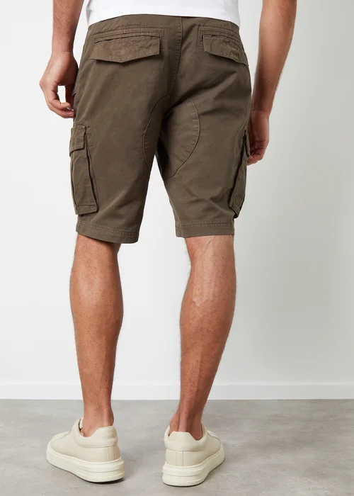 Threadbare Chocolate Cotton Twill Utility Cargo Shorts - 30 W Image 2