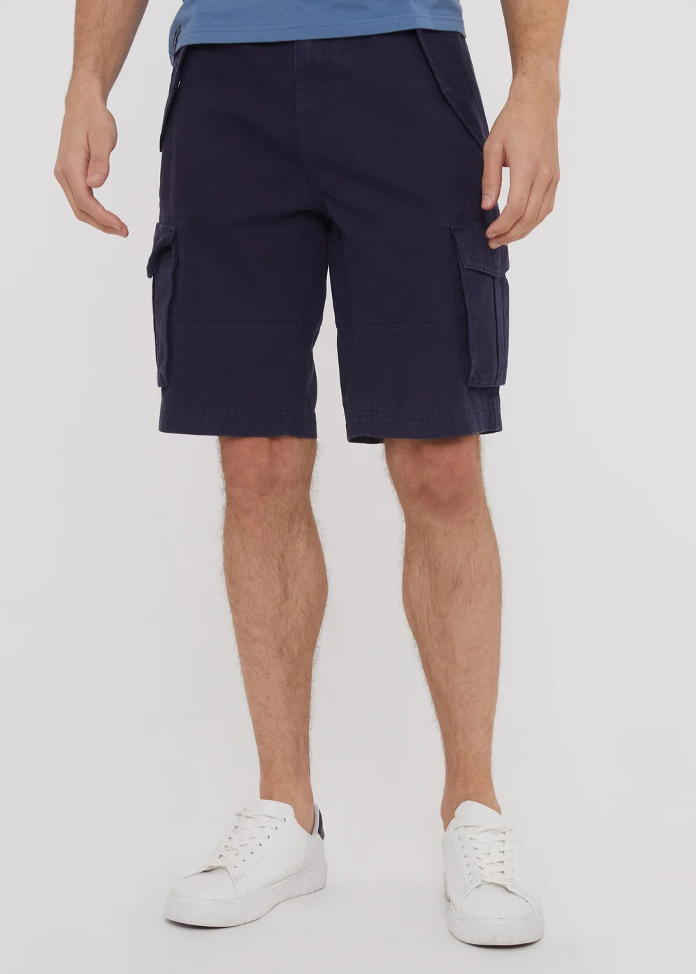Threadbare Navy Cotton Twill Utility Cargo Shorts - 34 W Image 1