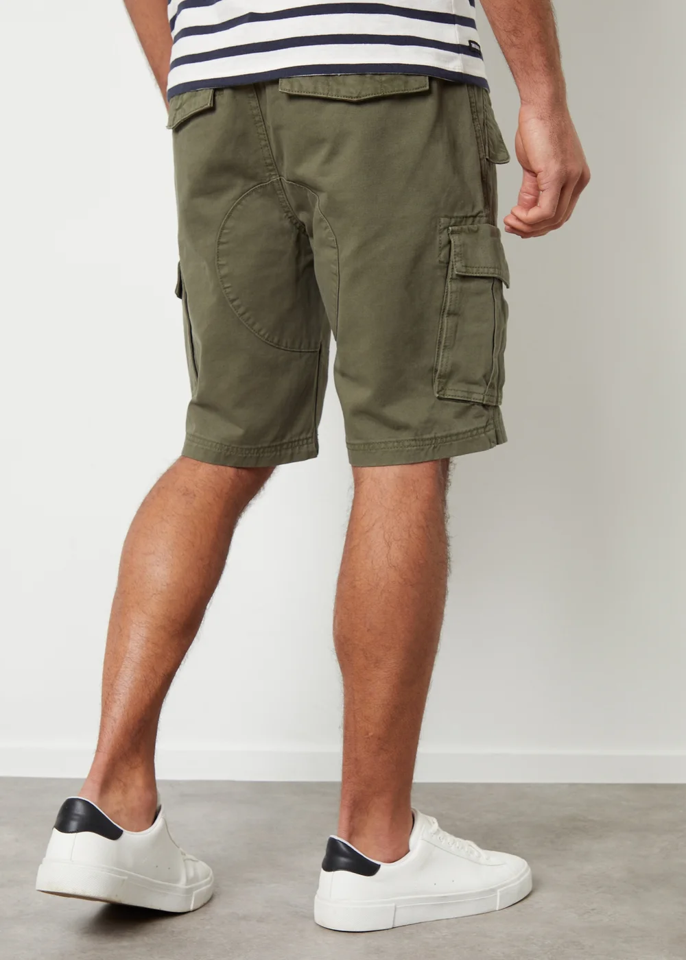 Threadbare Khaki Cotton Twill Utility Cargo Shorts - 38 W Image 2