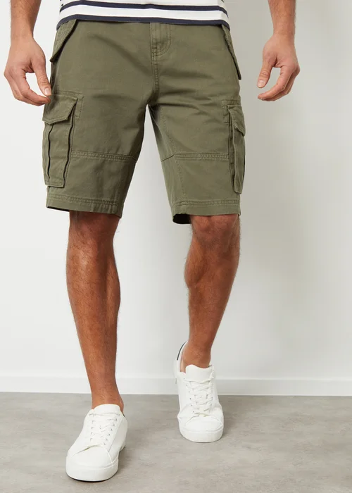 Threadbare Khaki Cotton Twill Utility Cargo Shorts - 38 W Image 1