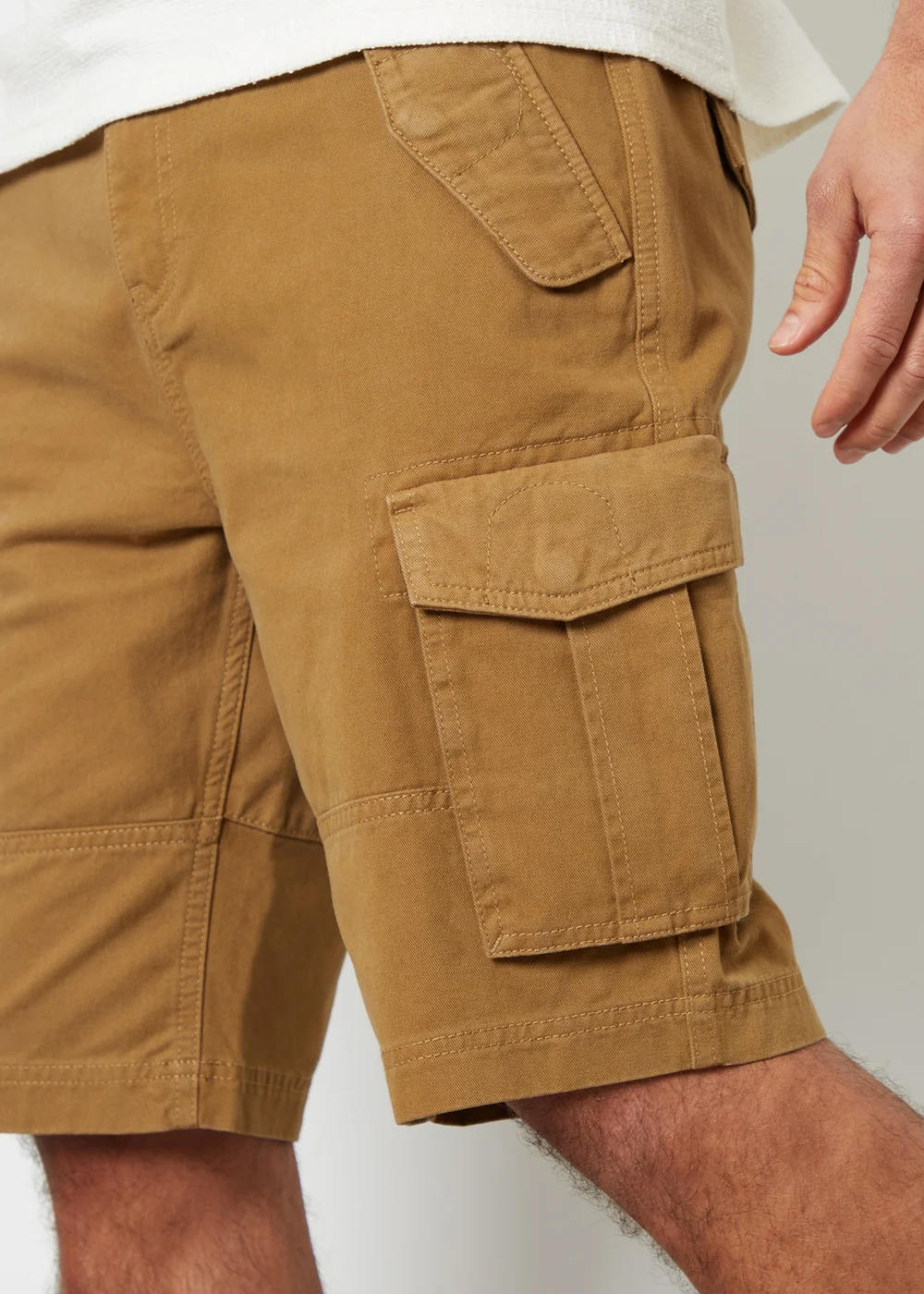 Threadbare Camel Cotton Twill Utility Cargo Shorts - 32 W Image 3