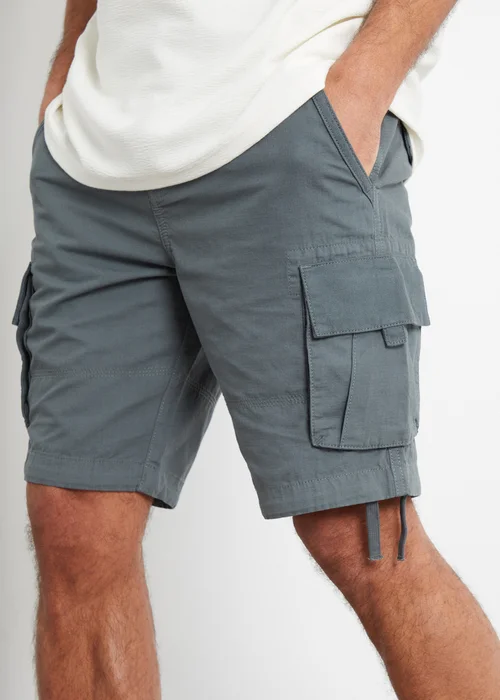 Threadbare Dark Grey Cotton Cargo Shorts - 30 W Image 3