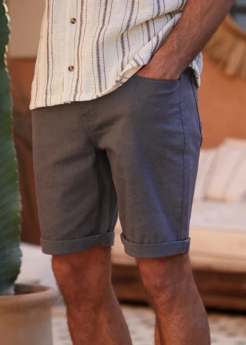 Threadbare Grey Overdyed Denim Shorts with Stretch - 30 W Image 3