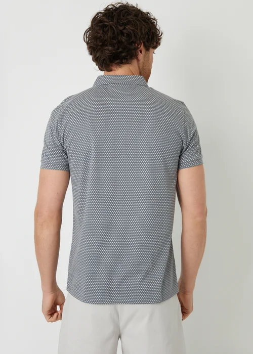 Threadbare Dark Grey Dion Geometric Print Zip Collar Jersey Polo Shirt - S Image 2