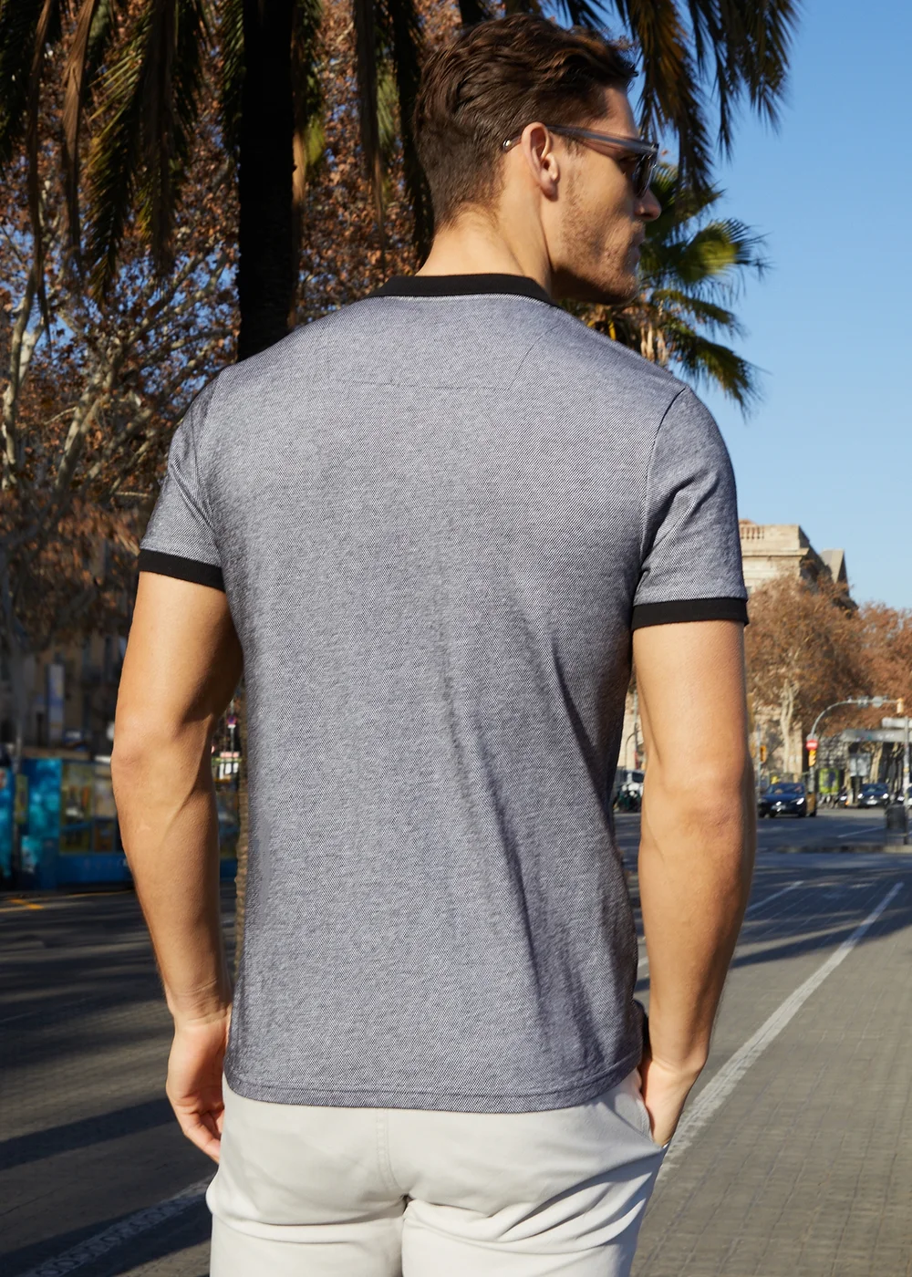 Threadbare Grey Cotton Two Tone Pique Polo Shirt - S Image 2