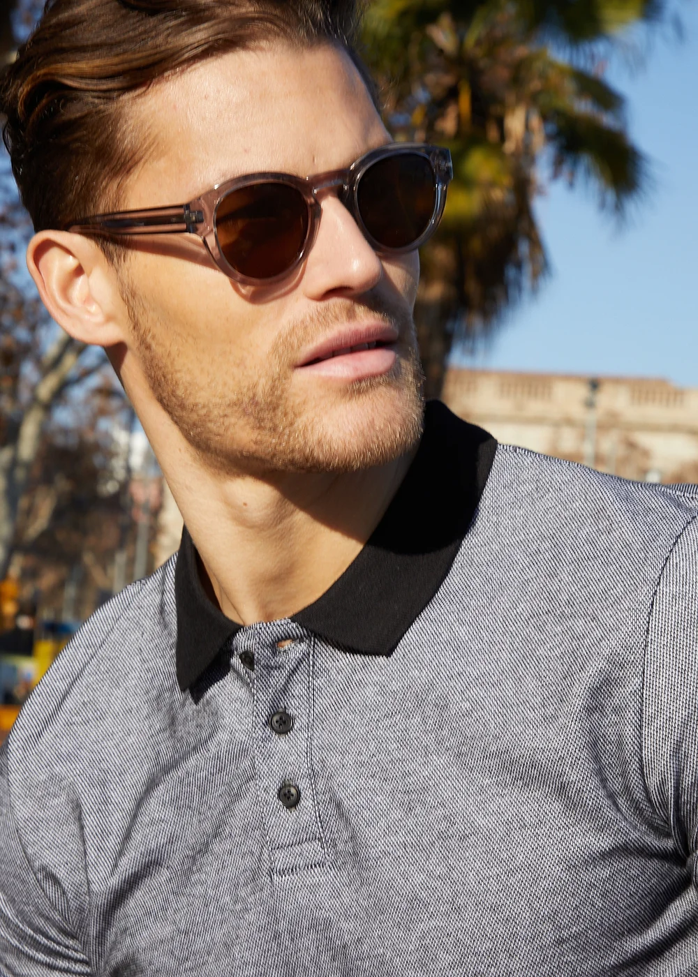 Threadbare Grey Cotton Two Tone Pique Polo Shirt - S Image 3