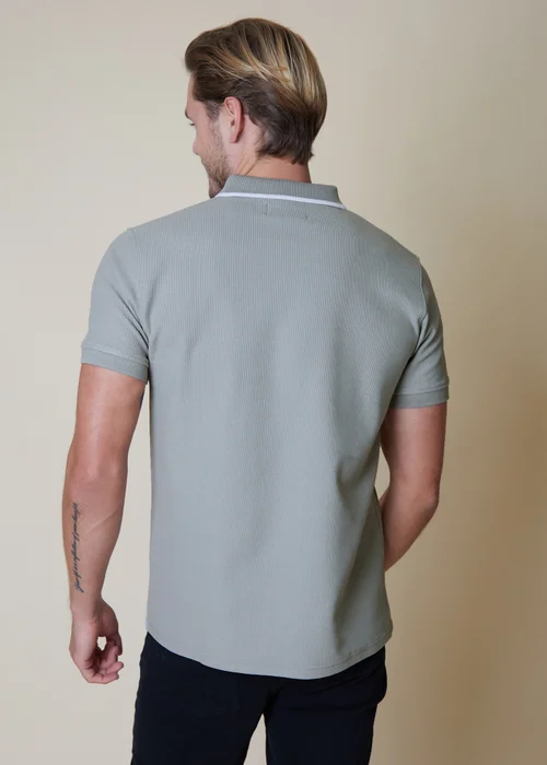 Threadbare Grey Tipping Detail Rib Collar Polo Shirt - M Image 2