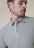 Threadbare Grey Tipping Detail Rib Collar Polo Shirt - M Image 3