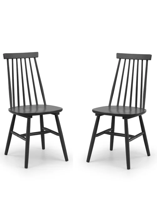 Julian Bowen Black Spindle Back Dining Chairs Set of 2 (92.5 x 44 x 53cm) - One Size Image 1