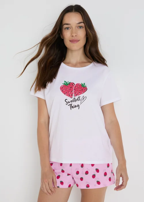 White Strawberry Pyjama Top - Extra small Image 1