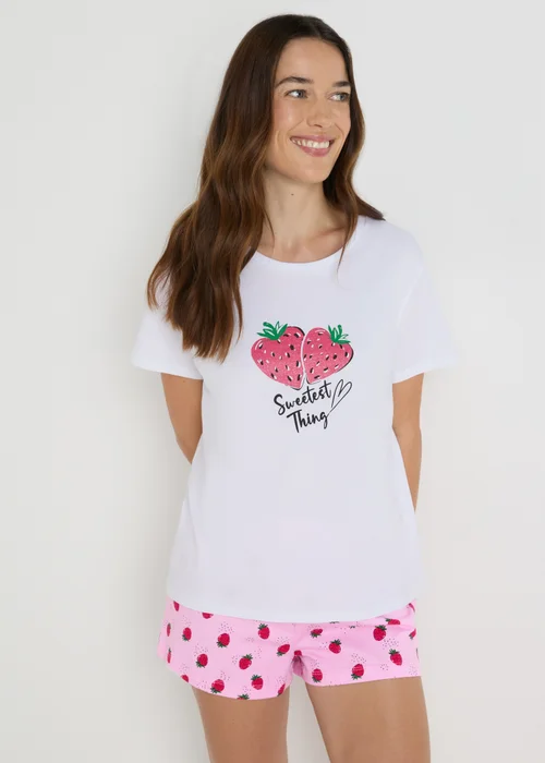 Pink Strawberry Pyjama Shorts - Extra small Image 1