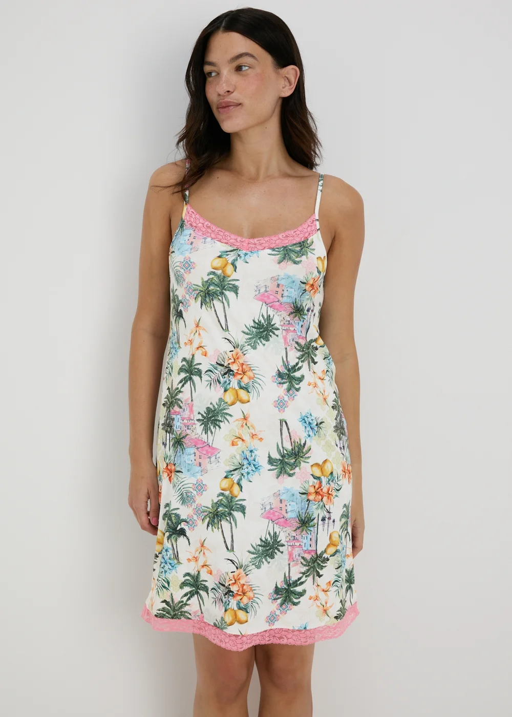 Tropical Print Soft Touch Nightie - Small Image 1