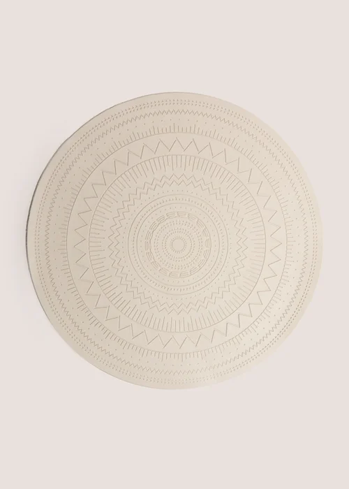 2 Pack Cream Faux Leather Patterned Place Mats Image 1