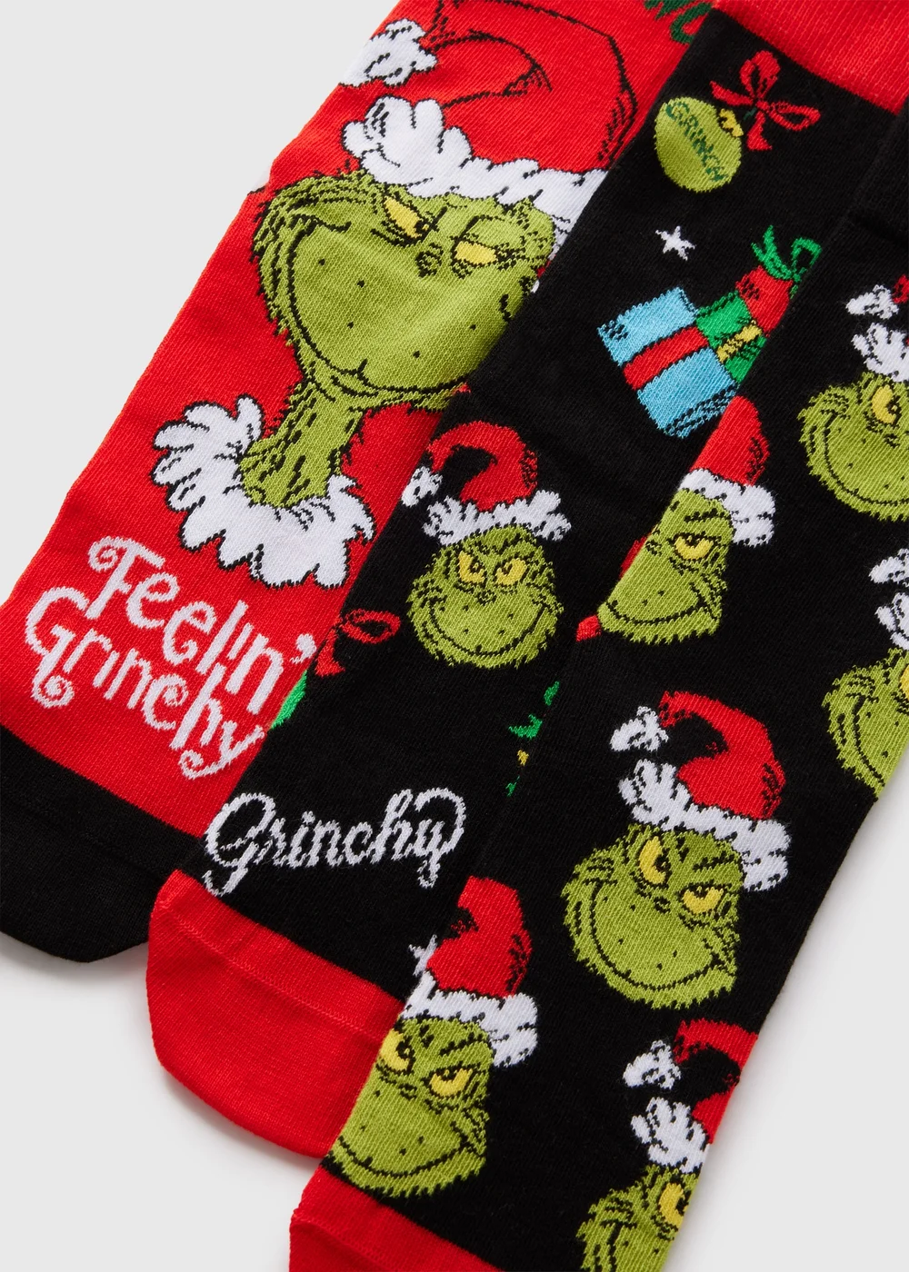 3 Pack Grinch Red Christmas Socks - Sizes 6 - 8.5 Image 1
