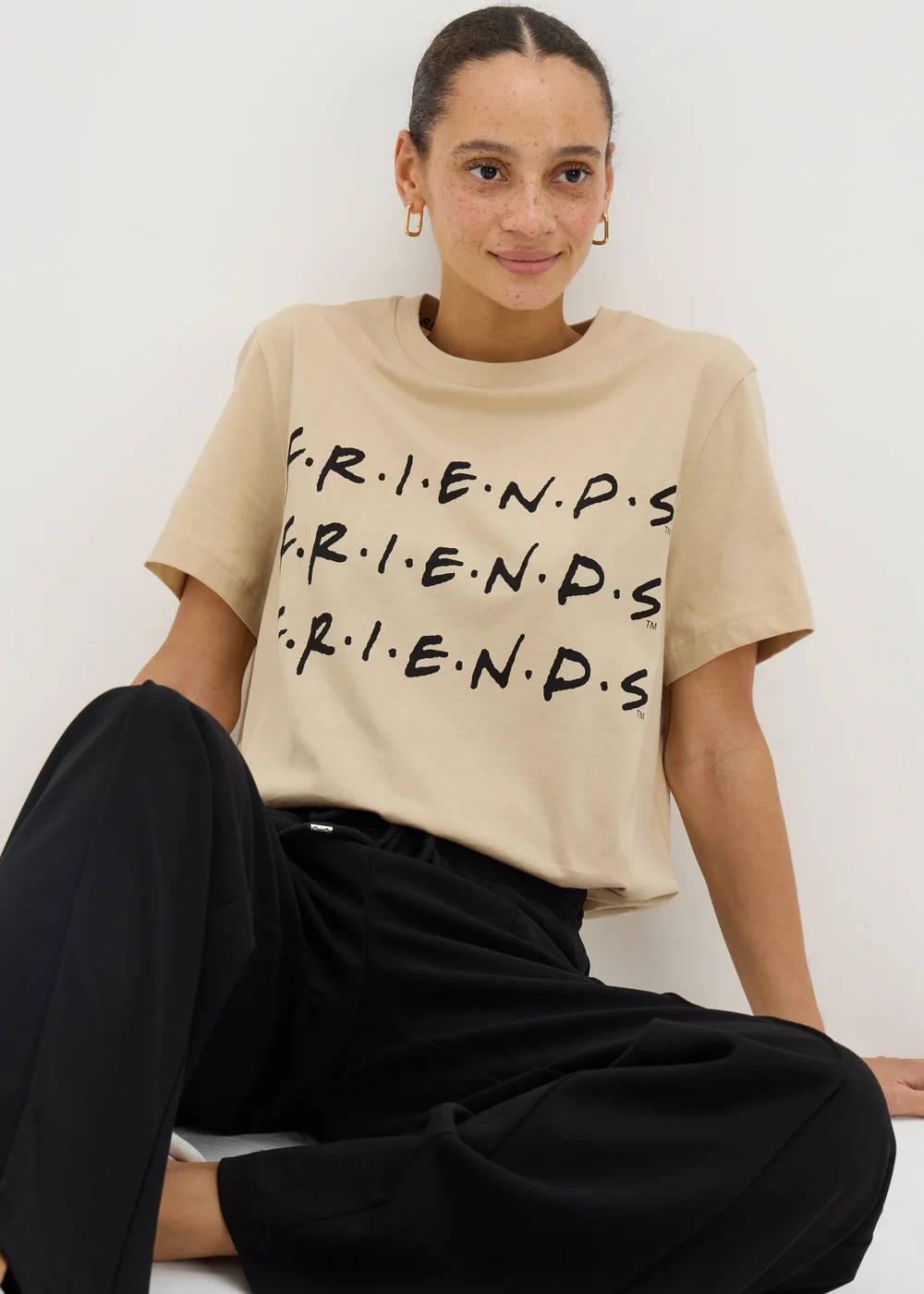 Cream Friends Graphic T-Shirt - Small Image 1