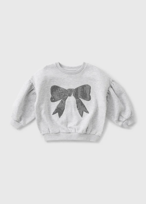 Grey Girls Sequin Bow Sweatshirt (1-7yrs) - 2-3 Yrs Image 1