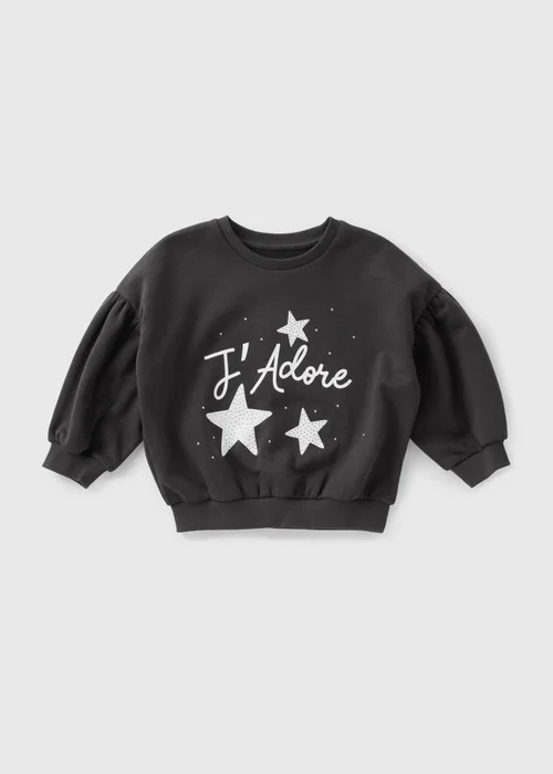 Charcoal Girls J'adore Sweatshirt (1-7yrs) - 1-1.5 Yrs Image 1