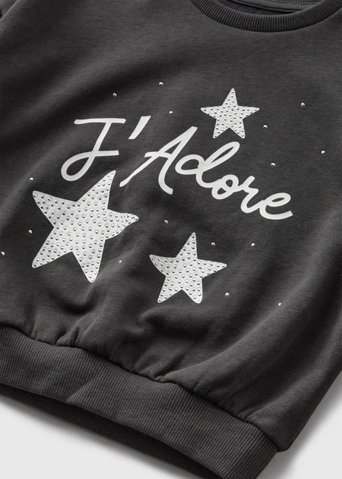 Charcoal Girls J'adore Sweatshirt (1-7yrs) - 1-1.5 Yrs Image 2