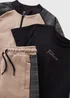 3 Piece Boys Beige Check Bomber & Jogging Bottom Set (1-7yrs) - 1 half year to 2 Image 2