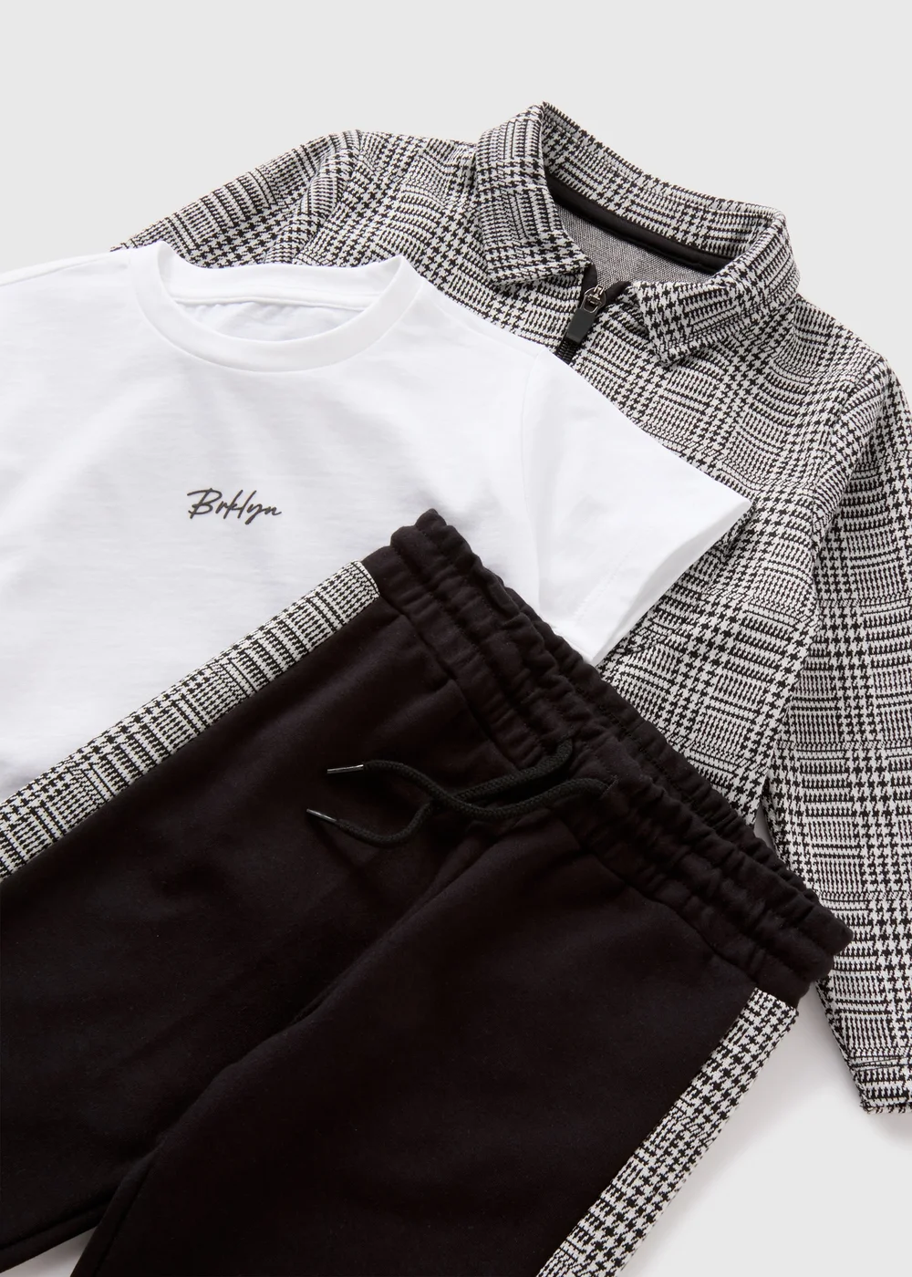 3 Piece Boys Charcoal Check Shacket & Jogging Bottom Set (1-7yrs) - 1 half year to 2 Image 2