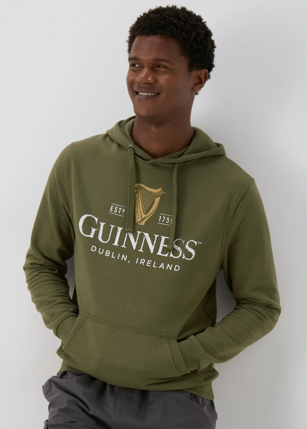 Khaki Guinness Print Hoodie - S Image 1