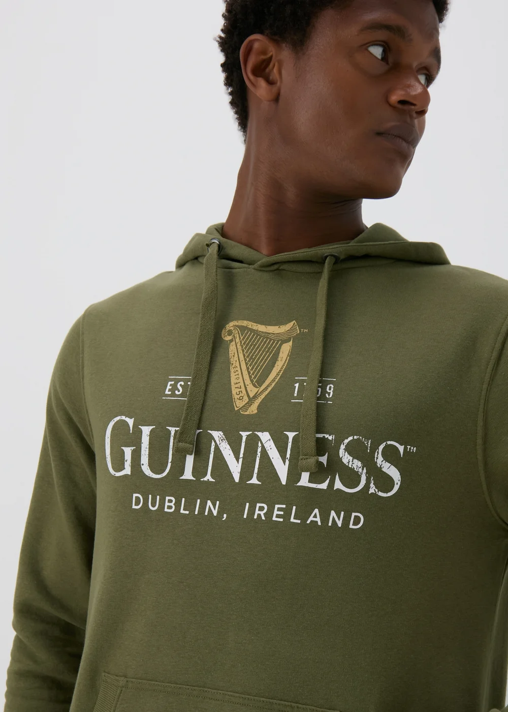 Khaki Guinness Print Hoodie - S Image 3