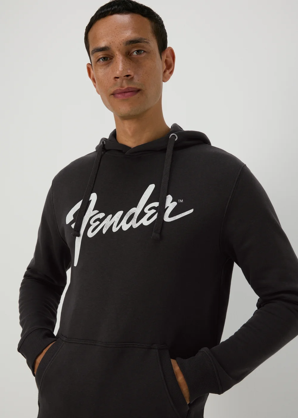 Black Fender Print Hoodie - S Image 3