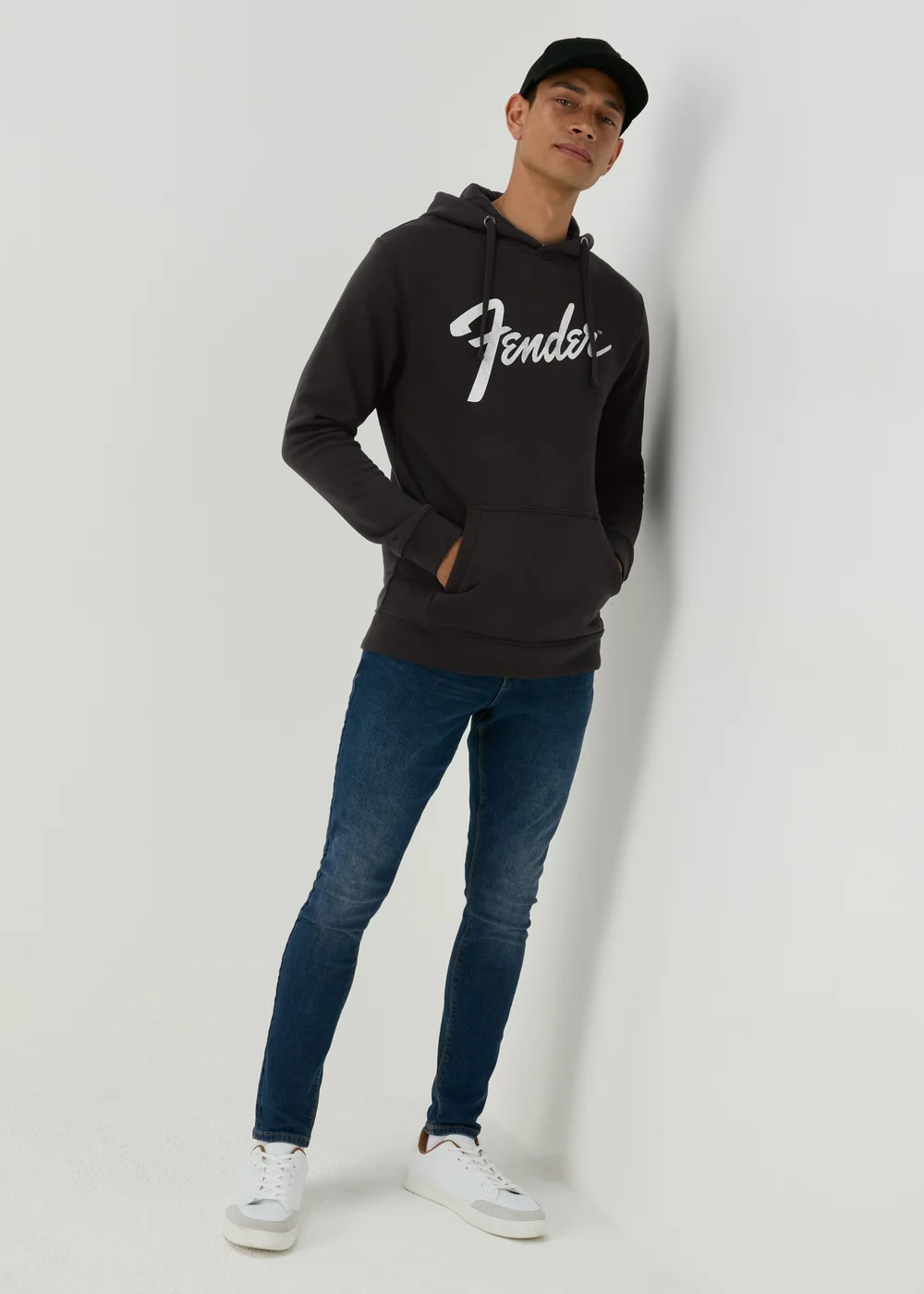 Black Fender Print Hoodie - S Image 4