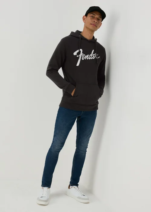 Black Fender Print Hoodie - S Image 4
