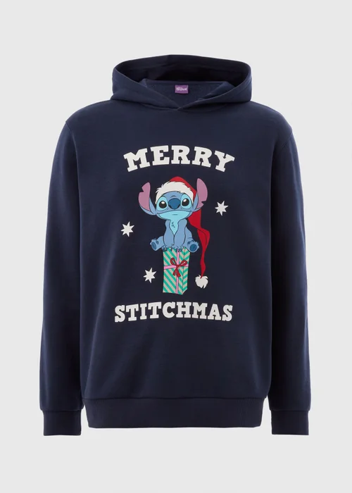 Disney Navy Christmas Stitch Hoodie - S Image 4