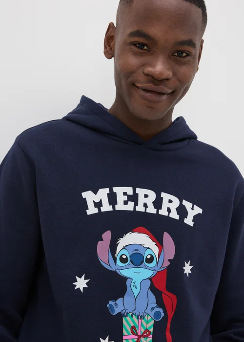 Disney Navy Christmas Stitch Hoodie - S Image 2