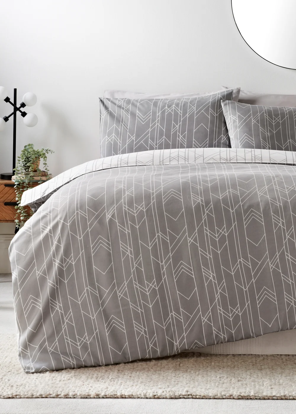 Grey Chevron Duvet Set - Single Image 1