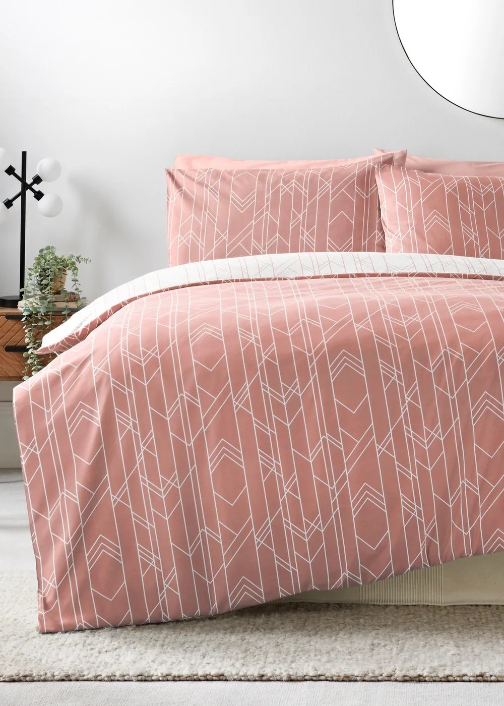 Pink Chevron Duvet Set - Single Image 1