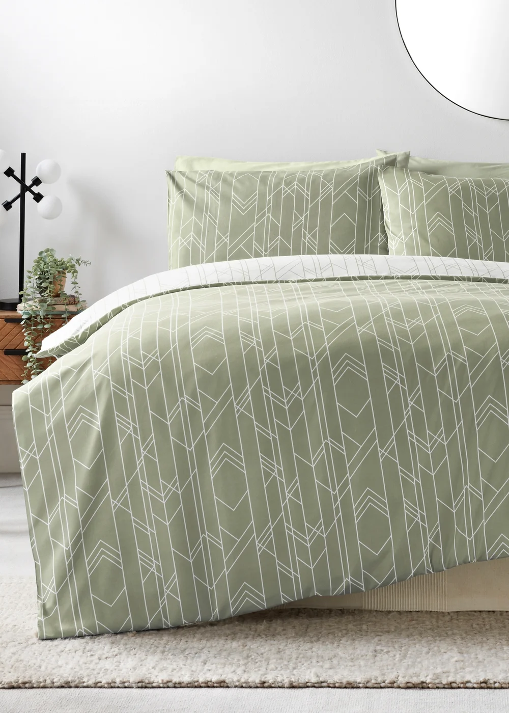 Green Chevron Duvet Set - Single Image 1