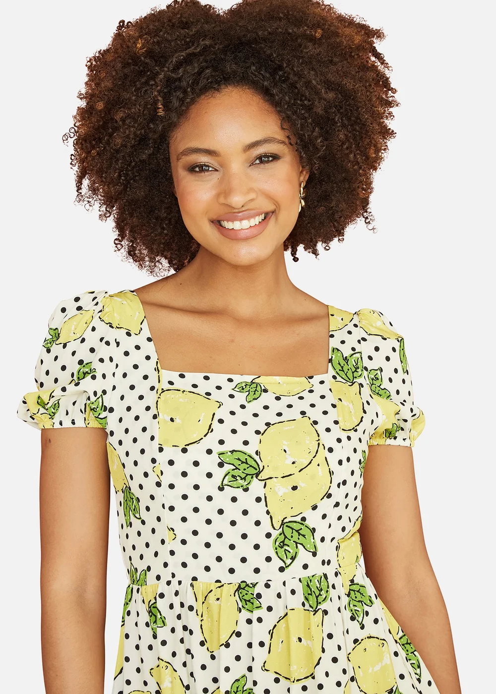 lemon print skater dress Print Skater Dress with Pockets