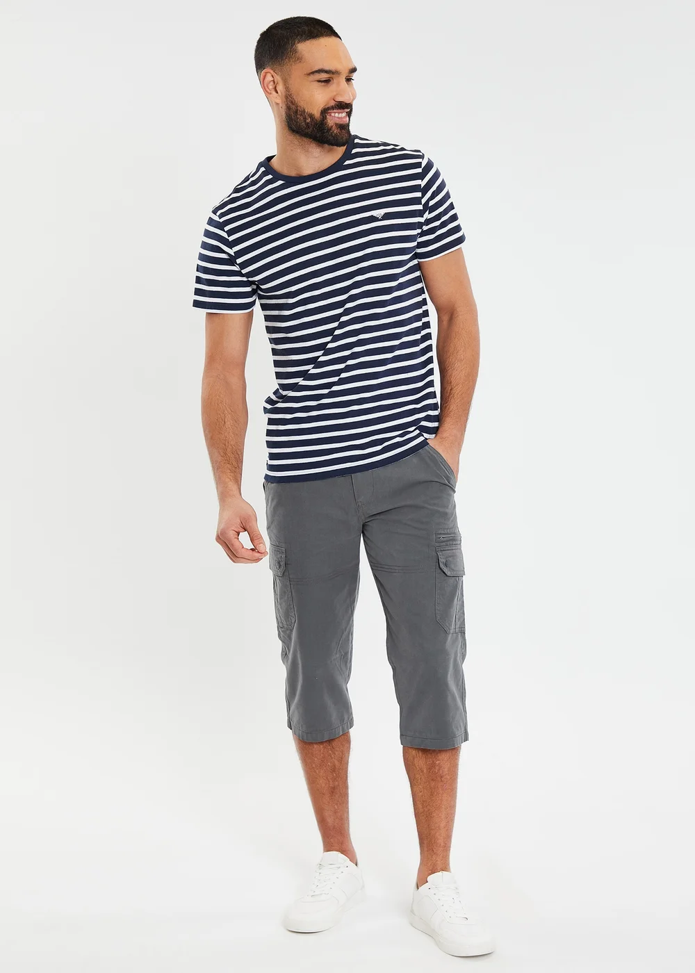 Threadbare Charcoal 3/4 Length Belted Cargo Trousers - 30/L32 Image 4