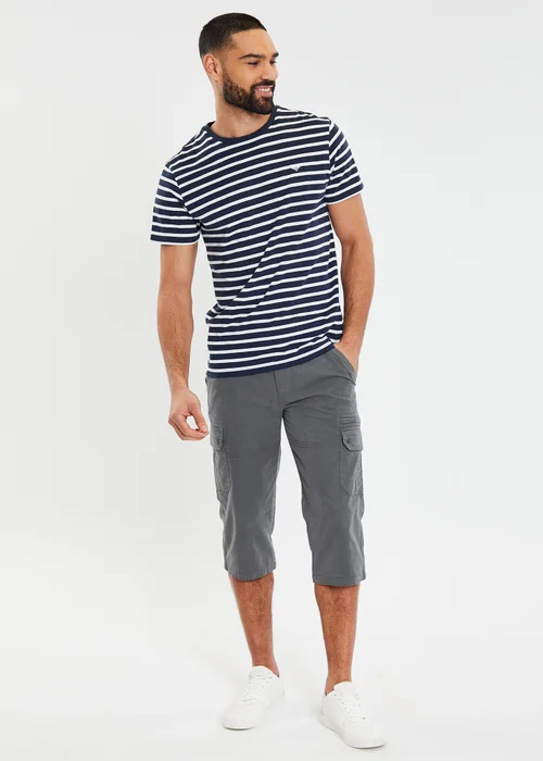 Threadbare Charcoal 3/4 Length Belted Cargo Trousers - 30/L32 Image 4