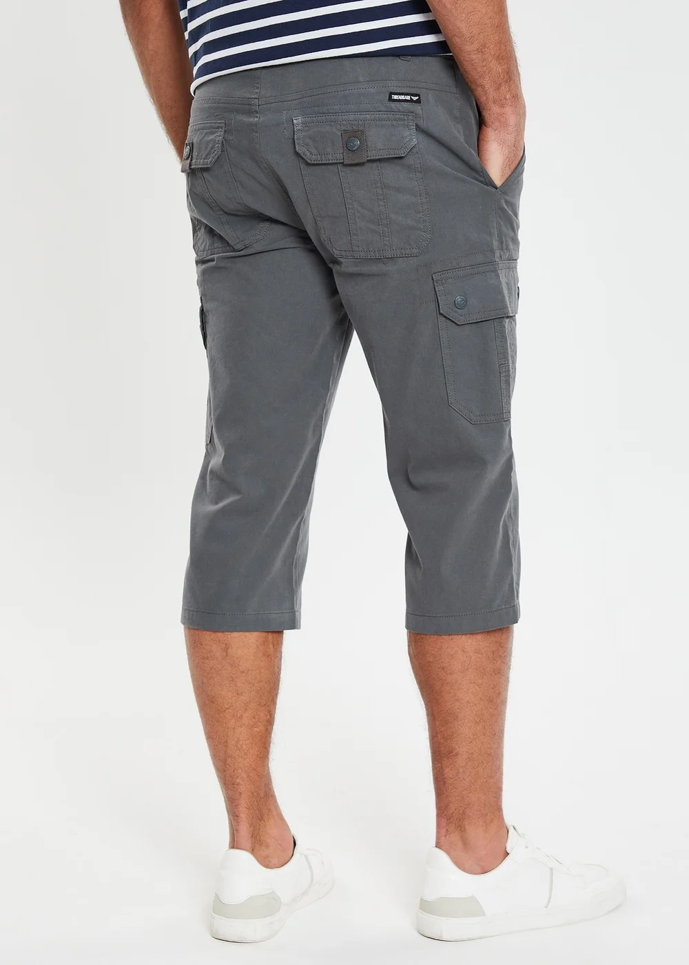 Threadbare Charcoal 3/4 Length Belted Cargo Trousers - 30/L32 Image 2