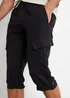 Threadbare Black Linen Blend 3/4 Length Cargo Trousers - S Image 3
