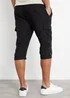Threadbare Black Linen Blend 3/4 Length Cargo Trousers - S Image 2