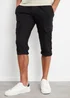 Threadbare Black Linen Blend 3/4 Length Cargo Trousers - S Image 1
