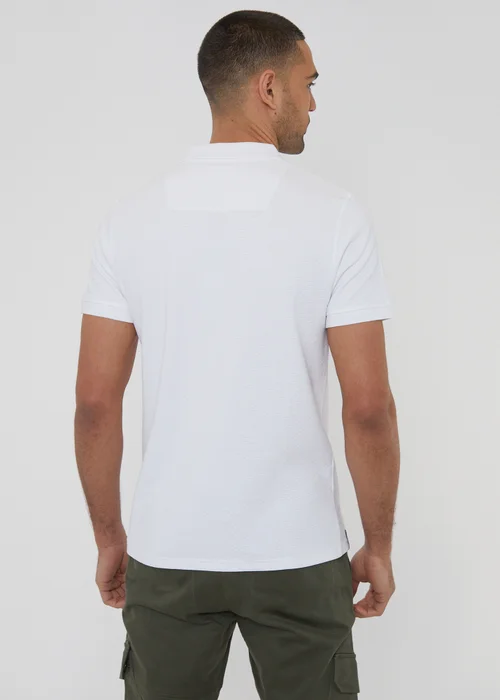 Threadbare White Textured Cotton Rich Polo Shirt - M Image 2