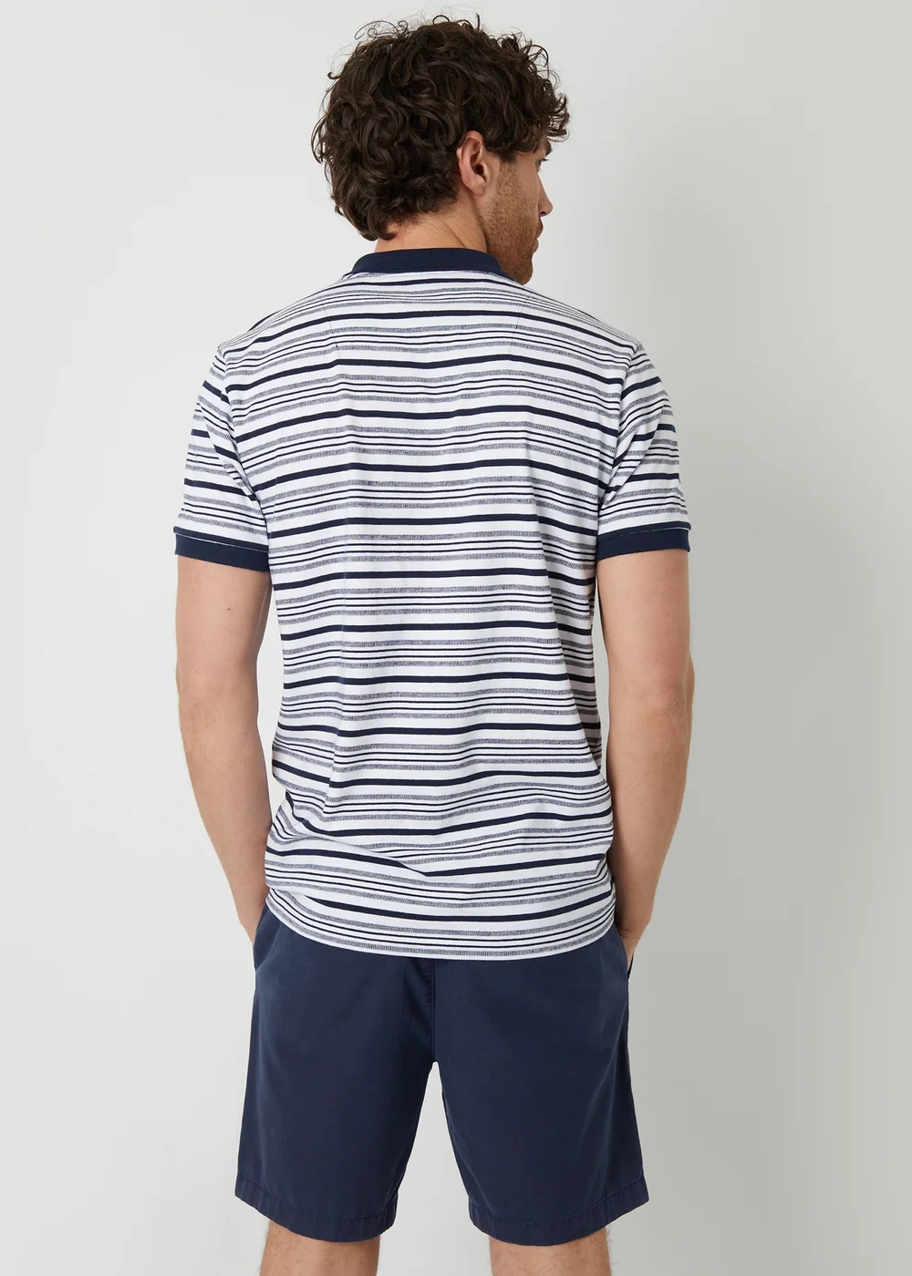 Threadbare Navy Stripe Jersey Knit Cotton Polo Shirt - S Image 2