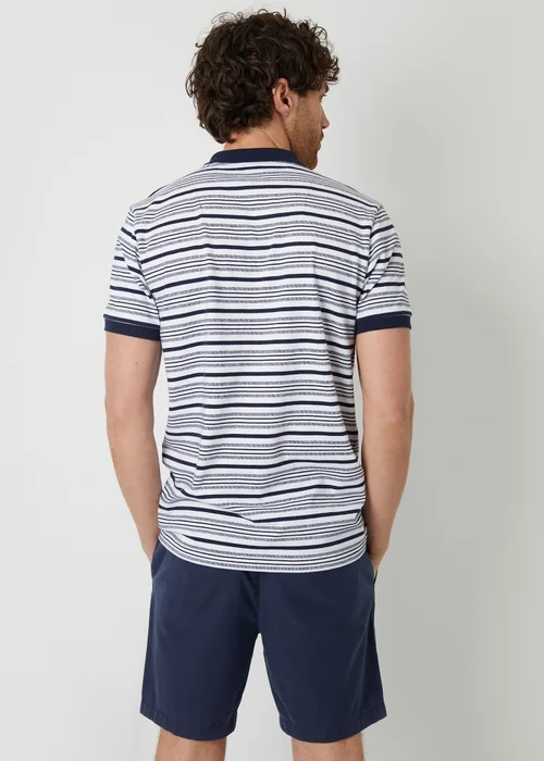 Threadbare Navy Stripe Jersey Knit Cotton Polo Shirt - S Image 2